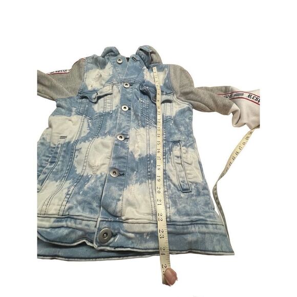 Track 23 Womans distressed Hoodie denim jacket Sz M - Picture 6 of 7